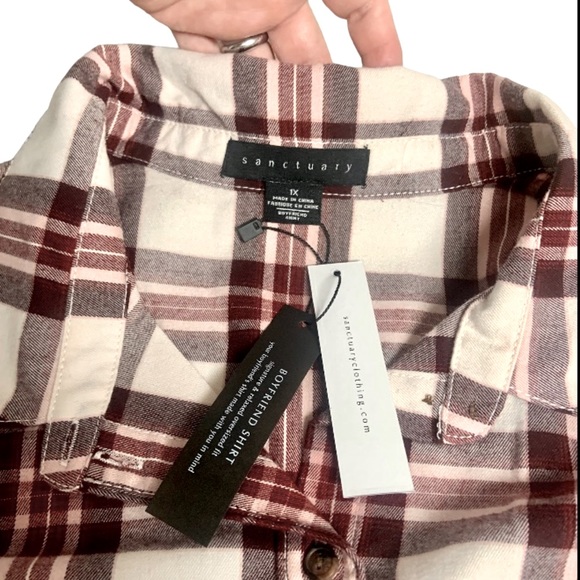 ✂️50%🌺NEW SANCTUARY BOYFRIEND FORLIFE RENEGADE PLAIDLONGSLEEVE BUTTONDOWN SHIRT - Picture 8 of 11